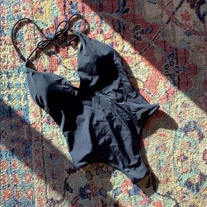 Classic Black V-Neck One-Piece 🖤🤍🖤